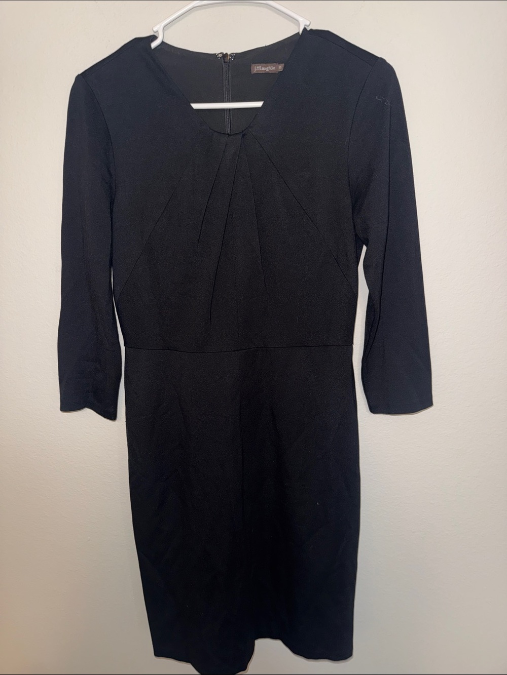 Black Long-Sleeve Pleat-Front Sheath Dress by J McLaughlin - XS. B14